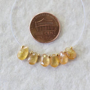 Natural Yellow Sapphire Beads Briolettes Pear Shape 6 Pcs 5x8mm Faceted Drops Sapphire Genuine Gemstone DIY Jewelry Earrings Pendant