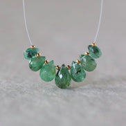 Natural Zambian Emerald Heart Bead Faceted 8mm Briolette Stone Gemstone Bead for DIY Jewelry Making Gift Beads May Birthstone