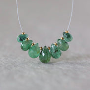 Natural Zambian Emerald Heart Bead Faceted 8mm Briolette Stone Gemstone Bead for DIY Jewelry Making Gift Beads May Birthstone