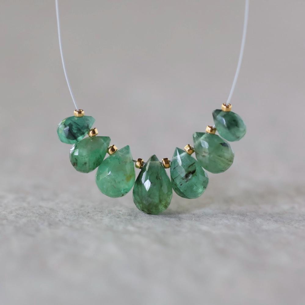 Natural Zambian Emerald Heart Bead Faceted 8mm Briolette Stone Gemstone Bead for DIY Jewelry Making Gift Beads May Birthstone