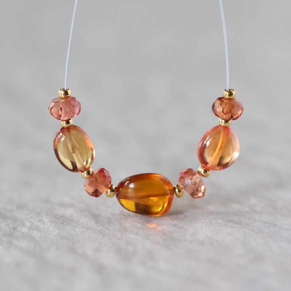Orange Padparadscha Sapphire Beads Ival Smooth Faceted Rondelle Gemstone for DIY Jewelry Making Supplies