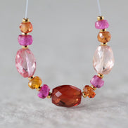 Padparadscha Sapphire Beads Oval Faceted Rondelle Pink Orange Gemstone for DIY Jewelry Making Supplies Necklace