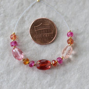 Padparadscha Sapphire Beads Oval Faceted Rondelle Pink Orange Gemstone for DIY Jewelry Making Supplies Necklace