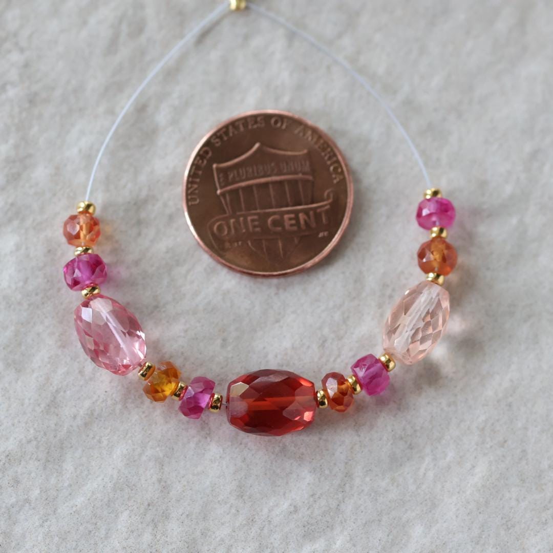 Padparadscha Sapphire Beads Oval Faceted Rondelle Pink Orange Gemstone for DIY Jewelry Making Supplies Necklace