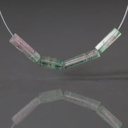 Pastel Bio Tourmaline Tube Beads Smooth Sticks 4 PCs Genuine Bi Color Pink Green Gemstone Beads DIY Jewelry Making Gift October Birthstone