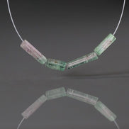 Pastel Bio Tourmaline Tube Beads Smooth Sticks 4 PCs Genuine Bi Color Pink Green Gemstone Beads DIY Jewelry Making Gift October Birthstone