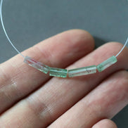 Pastel Bio Tourmaline Tube Beads Smooth Sticks 4 PCs Genuine Bi Color Pink Green Gemstone Beads DIY Jewelry Making Gift October Birthstone
