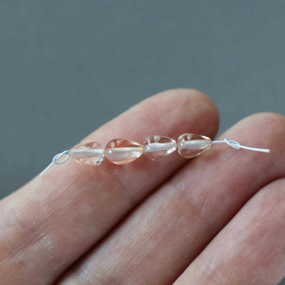 Peach Sapphire Teardrop Beads Smooth 4 PCs Genuine Gemstone Beads Jewelry Making Beading Craft Gift September Birthstone
