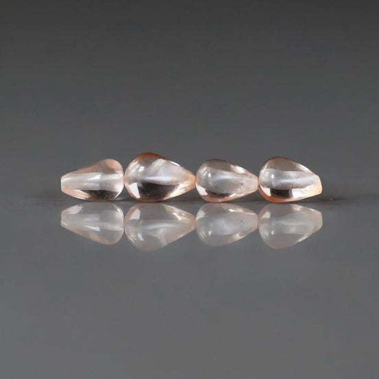 Peach Sapphire Teardrop Beads Smooth 4 PCs Genuine Gemstone Beads Jewelry Making Beading Craft Gift September Birthstone