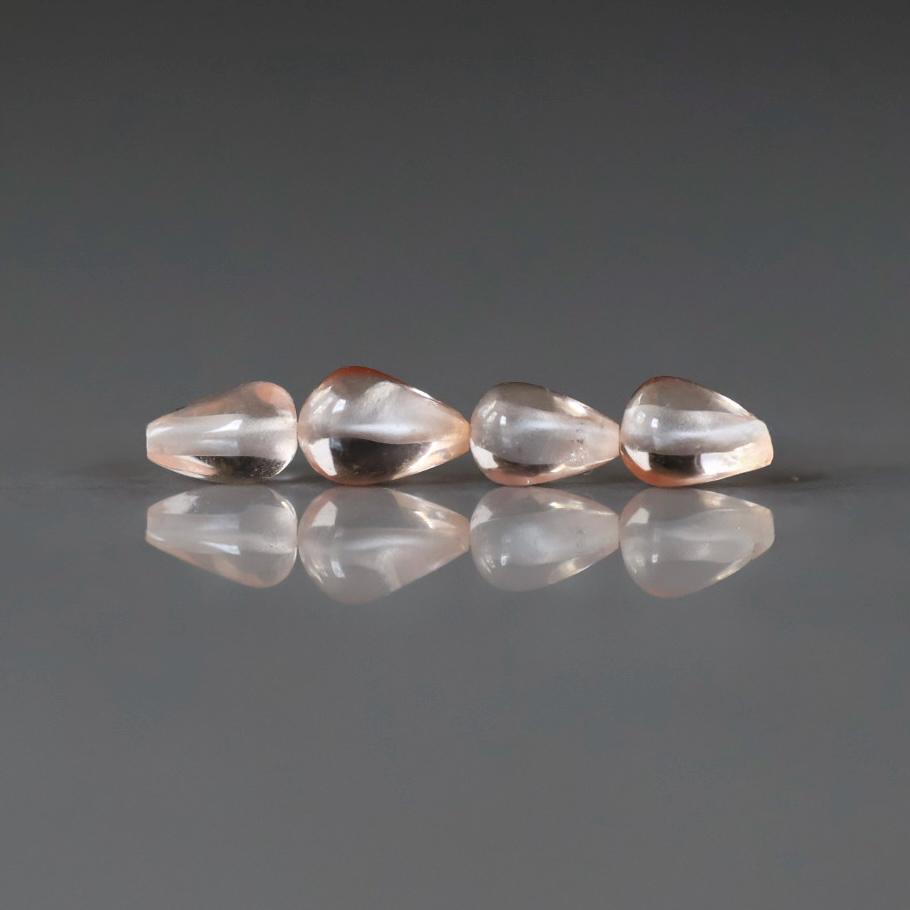 Peach Sapphire Teardrop Beads Smooth 4 PCs Genuine Gemstone Beads Jewelry Making Beading Craft Gift September Birthstone