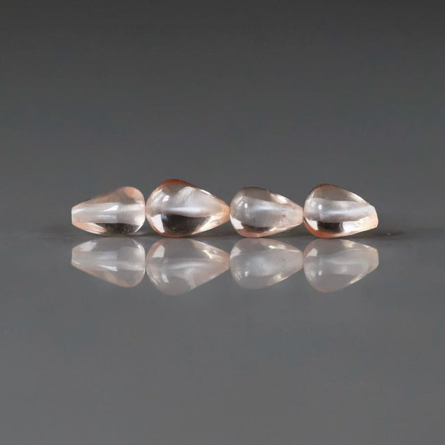 Peach Sapphire Teardrop Beads Smooth 4 PCs Genuine Gemstone Beads Jewelry Making Beading Craft Gift September Birthstone