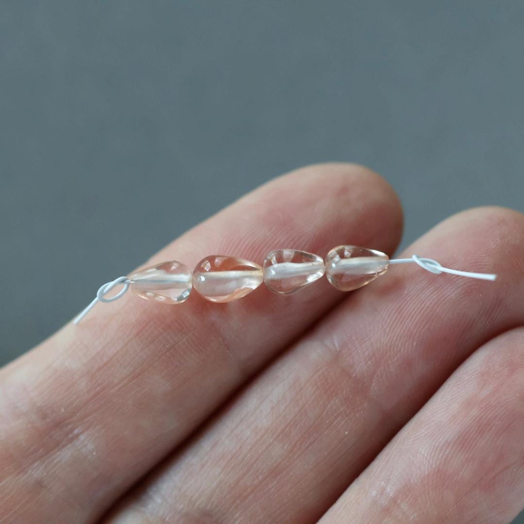 Peach Sapphire Teardrop Beads Smooth 4 PCs Genuine Gemstone Beads Jewelry Making Beading Craft Gift September Birthstone