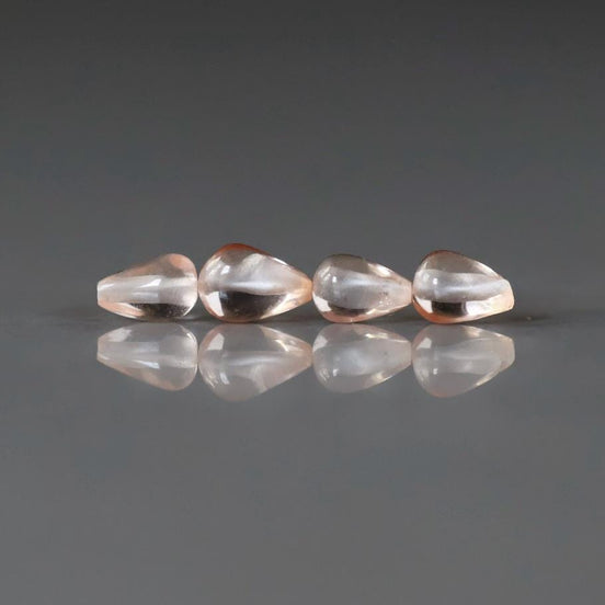 Peach Sapphire Teardrop Beads Smooth 4 PCs Genuine Gemstone Beads Jewelry Making Beading Craft Gift September Birthstone