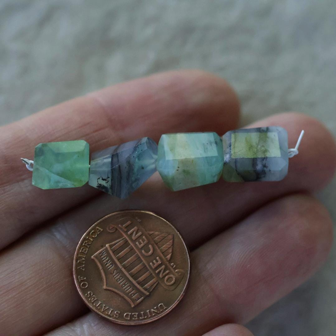 Peruvian Green Opal Nugget Beads Freeform Chunks 4 Pcs Opal Genuine Gemstone Beads Natural Opal for Jewelry Making Beading Craft Gift Beads