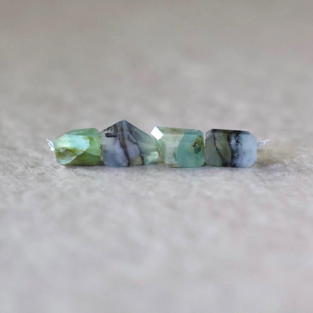 Peruvian Green Opal Nugget Beads Freeform Chunks 4 Pcs Opal Genuine Gemstone Beads Natural Opal for Jewelry Making Beading Craft Gift Beads