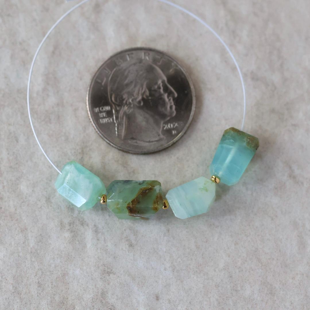 Peruvian Green Opal Nugget Beads Freeform Chunks 4 Pcs Opal Genuine Gemstone Beads Natural Opal for Jewelry Making Beading Craft Gift Beads