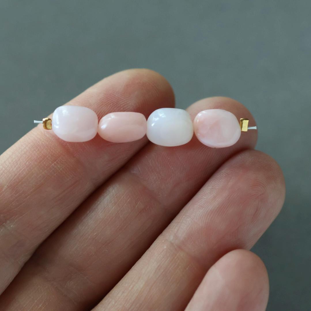 Peruvian Pink Opal Oval Beads Nuggets Freeform Chunks 4 Pcs Opal Genuine Gemstone for Jewelry Making Beading Craft Gift Beads