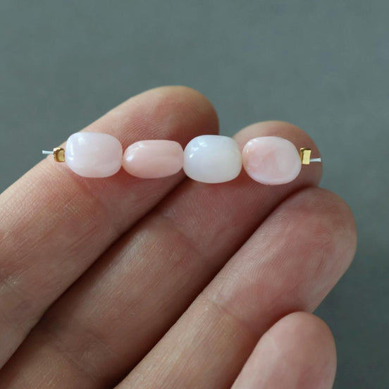 Peruvian Pink Opal Oval Beads Nuggets Freeform Chunks 4 Pcs Opal Genuine Gemstone for Jewelry Making Beading Craft Gift Beads