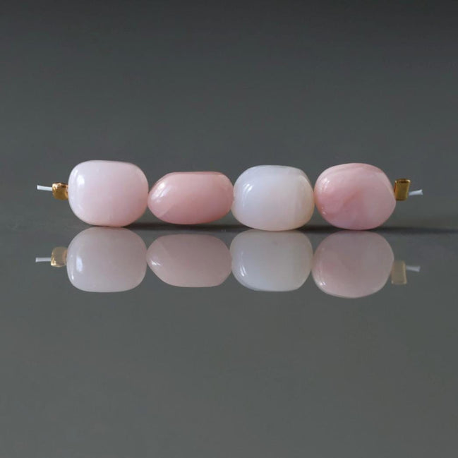 Peruvian Pink Opal Oval Beads Nuggets Freeform Chunks 4 Pcs Opal Genuine Gemstone for Jewelry Making Beading Craft Gift Beads