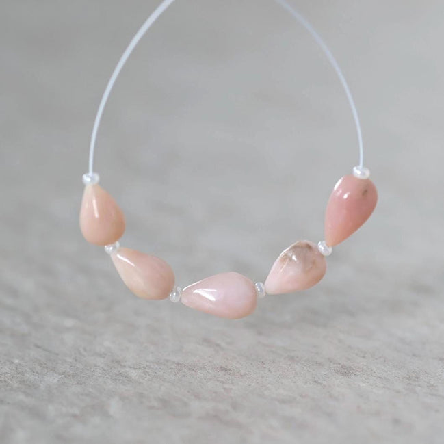 Peruvian Pink Opal Beads Smooth Teardrops 5 Pcs Opal Natural Gemstone for DIY Jewelry Making Supplies Earrings