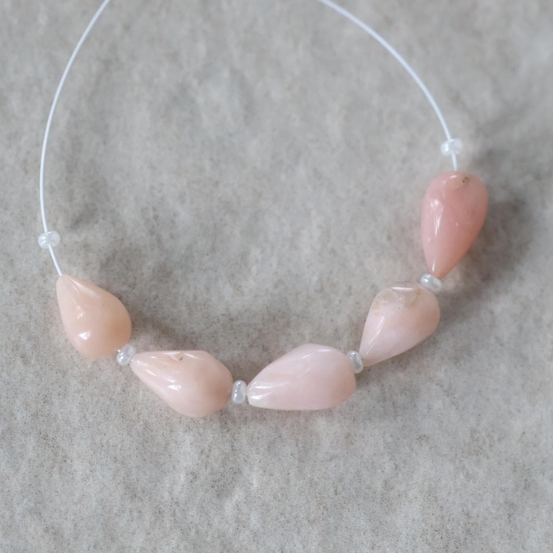 Peruvian Pink Opal Beads Smooth Teardrops 5 Pcs Opal Natural Gemstone for DIY Jewelry Making Supplies Earrings