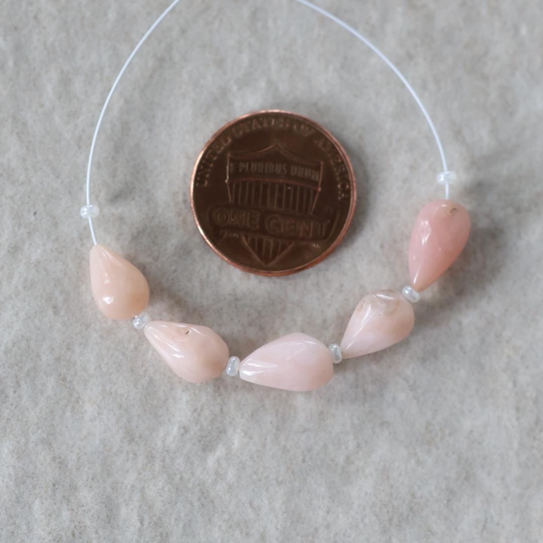 Peruvian Pink Opal Beads Smooth Teardrops 5 Pcs Opal Natural Gemstone for DIY Jewelry Making Supplies Earrings