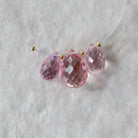 Pink Peach Padparadscha Sapphire Briolette Beads - Faceted Teardrop Pear Shape, 3 Pcs ,10-13mm