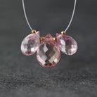 Pink Peach Padparadscha Sapphire Briolette Beads - Faceted Teardrop Pear Shape, 3 Pcs ,10-13mm