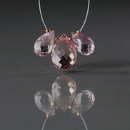 Pink Peach Padparadscha Sapphire Beads Briolettes Pear Shape 3 Pcs 10-13mm Faceted Drops Gemstone DIY Jewelry Earrings Pendant