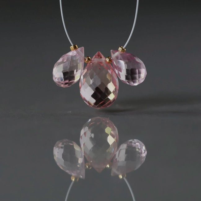 Pink Peach Padparadscha Sapphire Beads Briolettes Pear Shape 3 Pcs 10-13mm Faceted Drops Gemstone DIY Jewelry Earrings Pendant