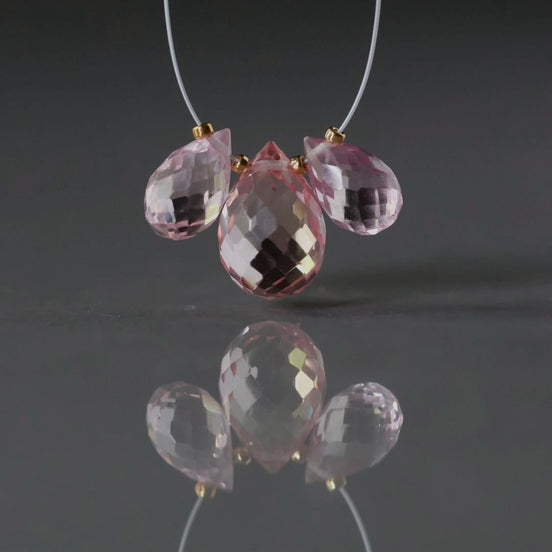 Pink Peach Padparadscha Sapphire Beads Briolettes Pear Shape 3 Pcs 10-13mm Faceted Drops Gemstone DIY Jewelry Earrings Pendant