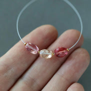 Pink Peach Padparadscha Sapphire Oval Beads Faceted 3 PCs 6x7-8mm Gemstone Beads for DIY Jewelry Making Supplies September Birthstone