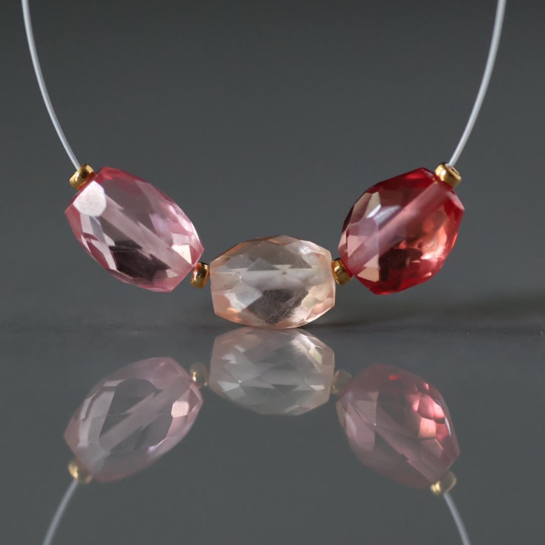 Pink Peach Padparadscha Sapphire Oval Beads Faceted 3 PCs 6x7-8mm Gemstone Beads for DIY Jewelry Making Supplies September Birthstone