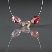 Pink Peach Padparadscha Sapphire Oval Beads Faceted 3 PCs 6x7-8mm Gemstone Beads for DIY Jewelry Making Supplies September Birthstone