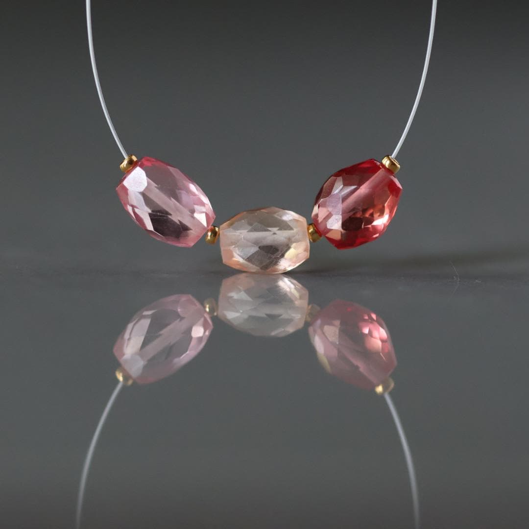 Pink Peach Padparadscha Sapphire Oval Beads Faceted 3 PCs 6x7-8mm Gemstone Beads for DIY Jewelry Making Supplies September Birthstone