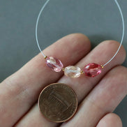 Pink Peach Padparadscha Sapphire Oval Beads Faceted 3 PCs 6x7-8mm Gemstone Beads for DIY Jewelry Making Supplies September Birthstone