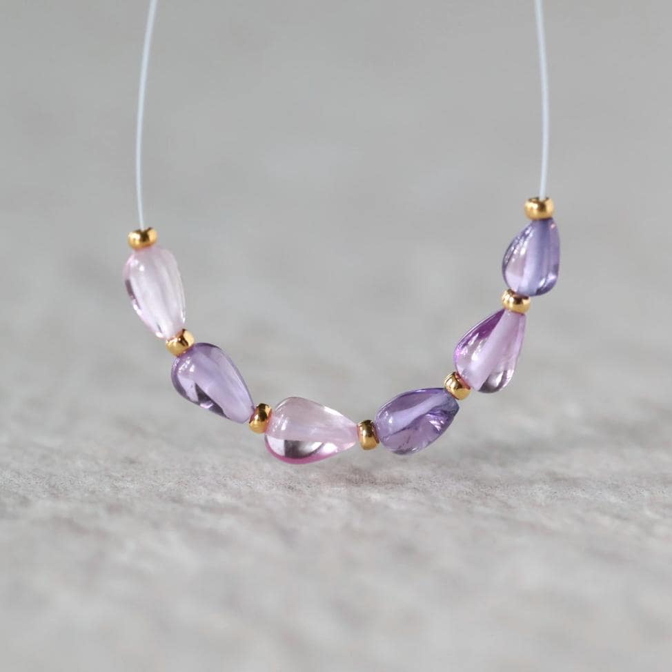 Pink Purple Sapphire Teardrop Beads - Smooth Drops Natural Gemstone 4 Pcs