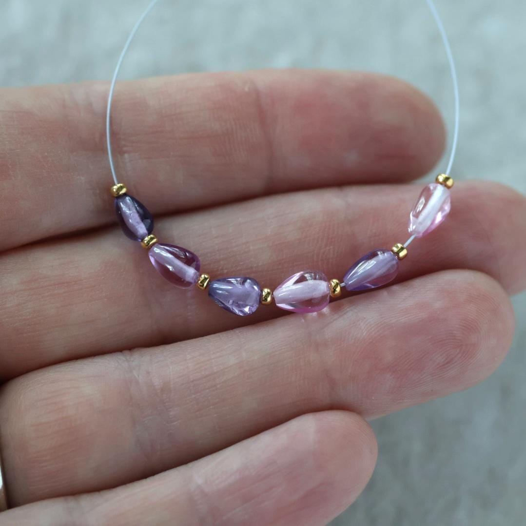 Pink Purple Sapphire Teardrop Beads - Smooth Drops Natural Gemstone 4 Pcs