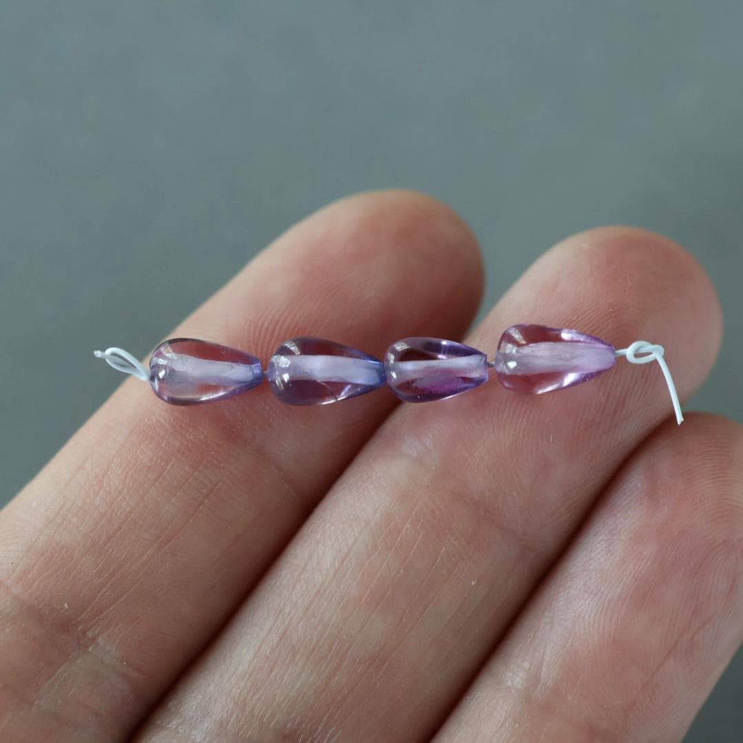 Pink Purple Sapphire Teardrop Beads Smooth 4 PCs Genuine Gemstone Beads Jewelry Making Beading Craft Gift September Birthstone