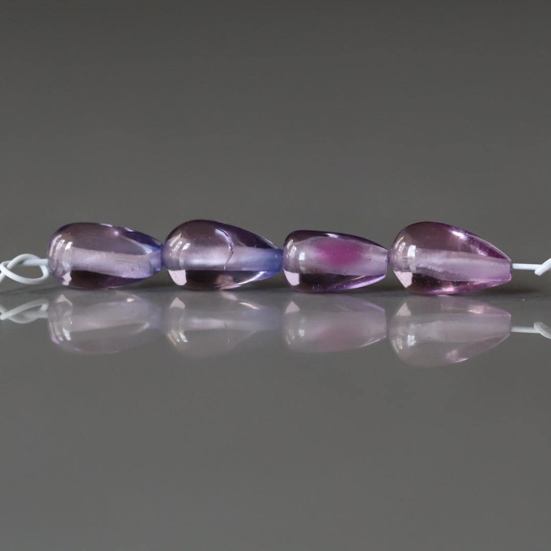 Pink Purple Sapphire Teardrop Beads Smooth 4 PCs Genuine Gemstone Beads Jewelry Making Beading Craft Gift September Birthstone