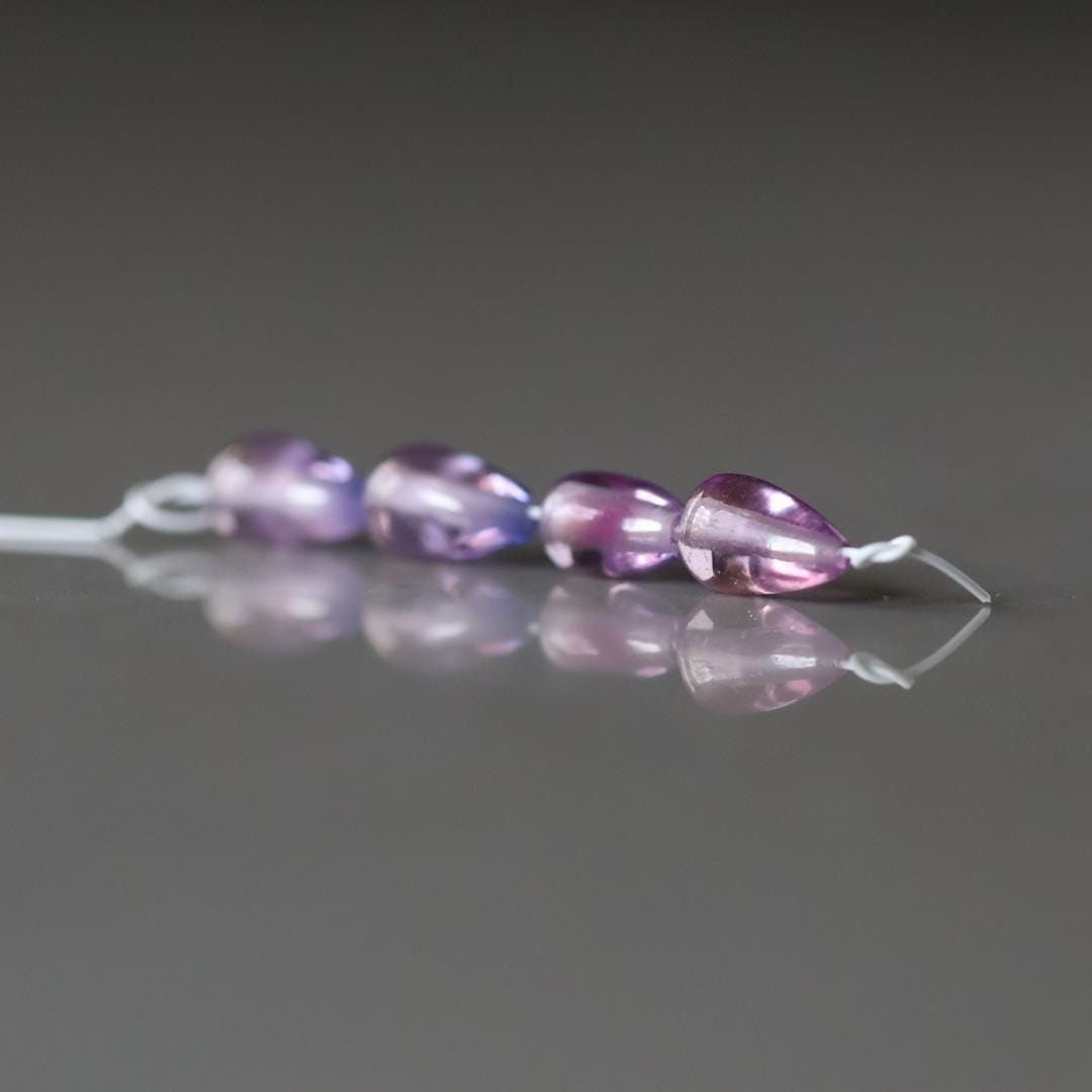 Pink Purple Sapphire Teardrop Beads Smooth 4 PCs Genuine Gemstone Beads Jewelry Making Beading Craft Gift September Birthstone