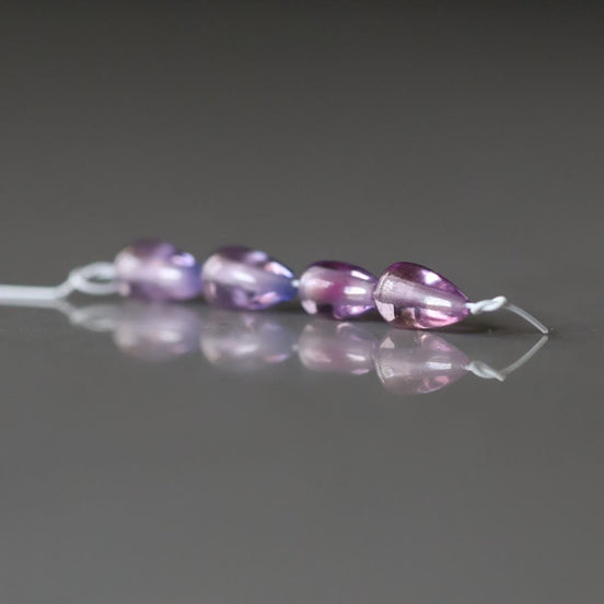 Pink Purple Sapphire Teardrop Beads Smooth 4 PCs Genuine Gemstone Beads Jewelry Making Beading Craft Gift September Birthstone