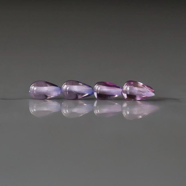 Pink Purple Sapphire Teardrop Beads Smooth 4 PCs Genuine Gemstone Beads Jewelry Making Beading Craft Gift September Birthstone