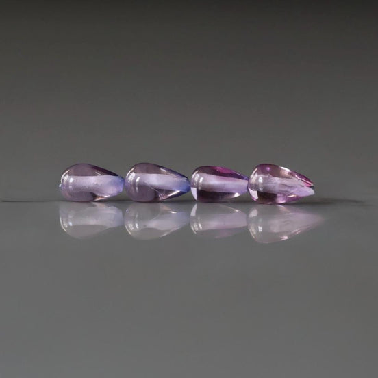 Pink Purple Sapphire Teardrop Beads Smooth 4 PCs Genuine Gemstone Beads Jewelry Making Beading Craft Gift September Birthstone