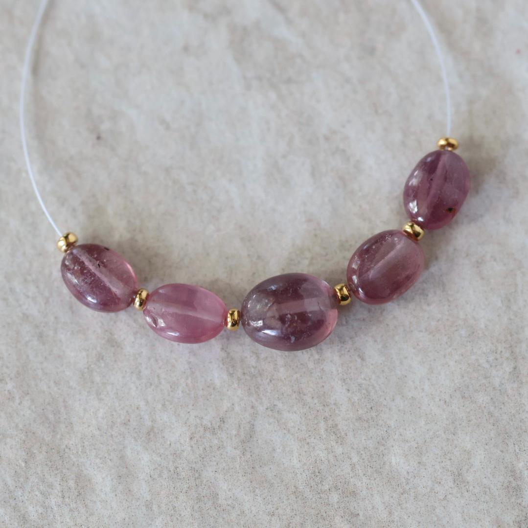 Pink Sapphire Bead Oval Smooth 5-7mm Nugget Stone Chunk Natural Gemstone for DIY Jewelry Making Supplies
