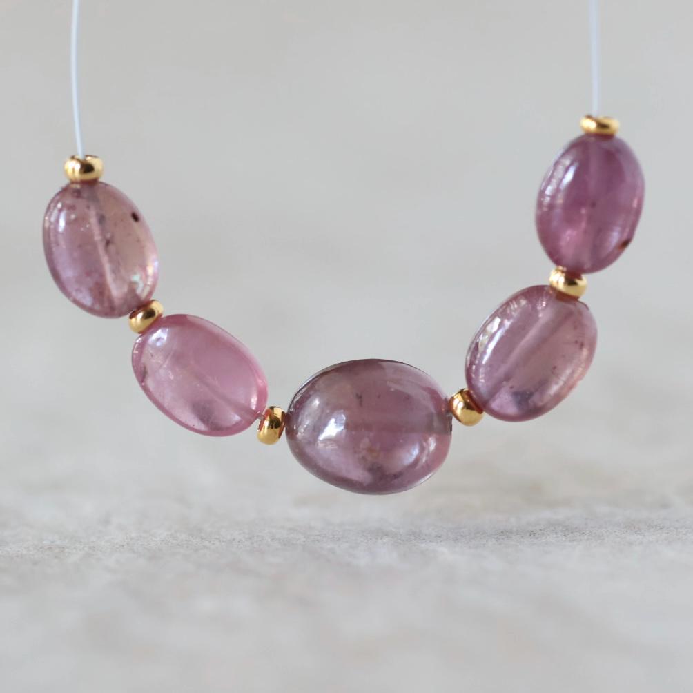Pink Sapphire Bead Oval Smooth 5-7mm Nugget Stone Chunk Natural Gemstone for DIY Jewelry Making Supplies