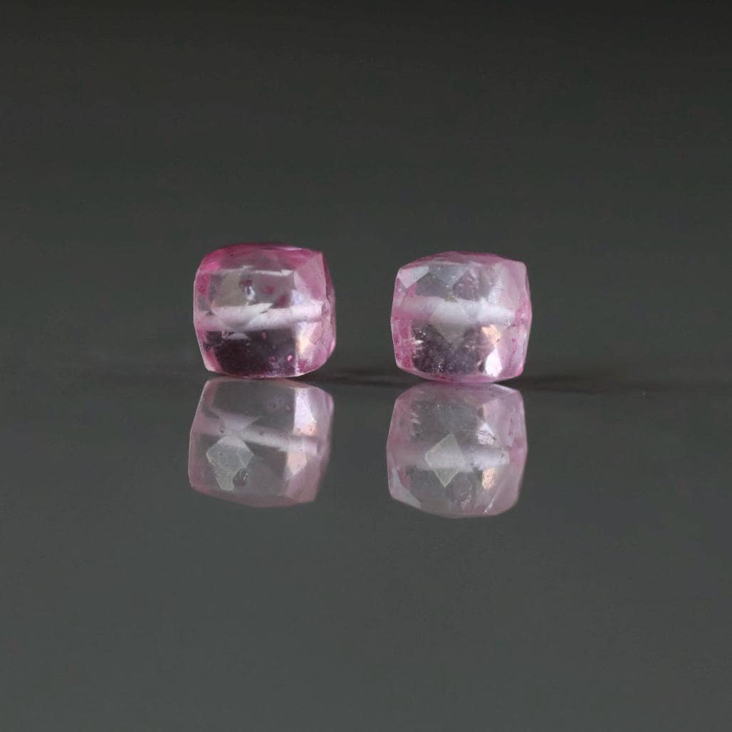 Pink Topaz Faceted Cube Beads Transparent Sparkly Gemstone Beads for Jewelry Making DIY Earrings Pendants December Birthstone