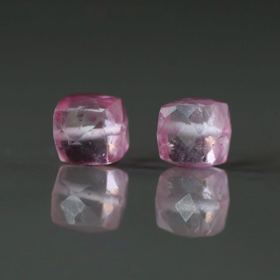 Pink Topaz Faceted Cube Beads Transparent Sparkly Gemstone Beads for Jewelry Making DIY Earrings Pendants December Birthstone