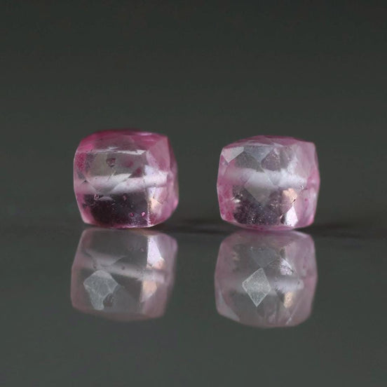 Pink Topaz Faceted Cube Beads Transparent Sparkly Gemstone Beads for Jewelry Making DIY Earrings Pendants December Birthstone