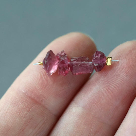 Pink Tourmaline Beads Raw Rough Nuggets 4 PCs Genuine Gemstone Beads DIY Jewelry Making Gift October Birthstone